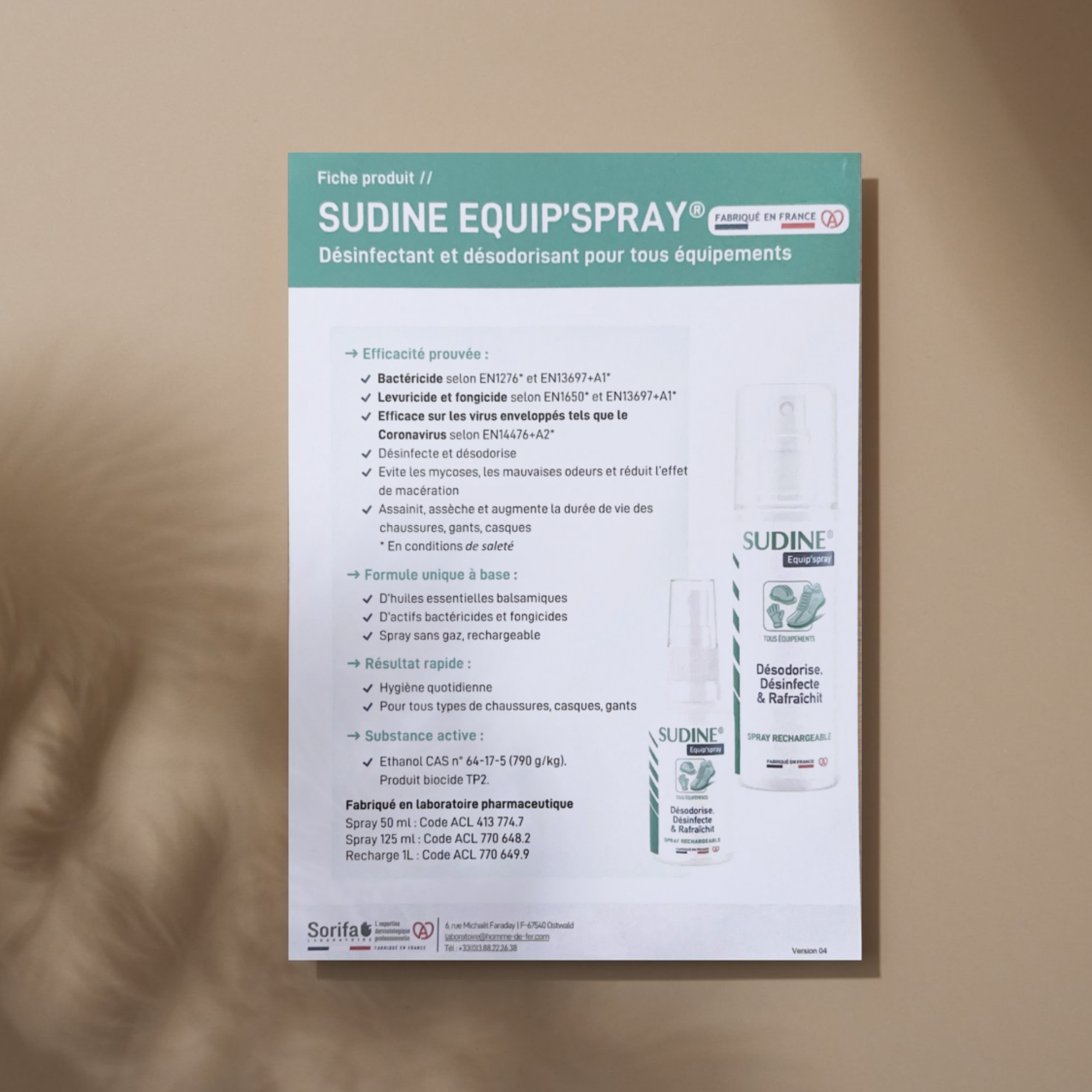 10 flyers Sudine Equip'Spray - Fiche produit My Podologie