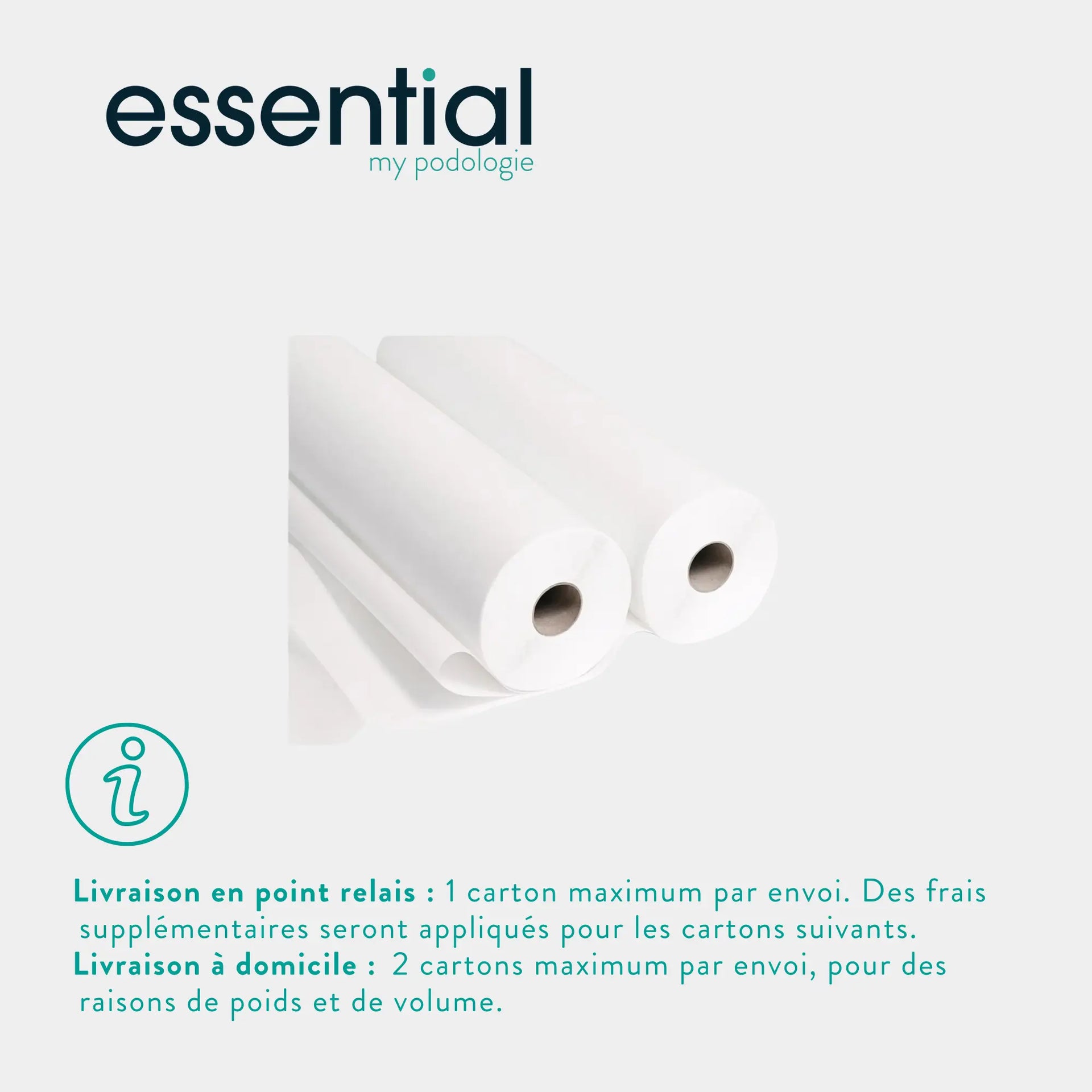 12 rouleaux Draps d'examen blancs - 150 formats - 2 Plis lisses Essential