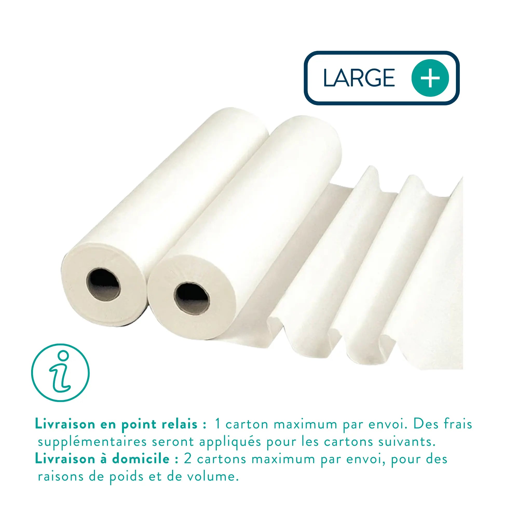 6 rouleaux Draps d'examen Larges blancs - 135 formats - 2 Plis lisses My Podologie