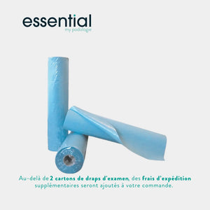 9 rouleaux Draps d'examen plastifiés bleus - 132 formats - 2 plis gaufrés Essential