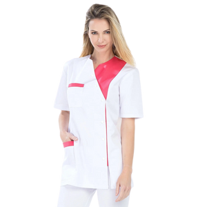Agathe - Tunique - Manches courtes - Femme - 75 cm My Blouse Sergé-Blanc-Fuschia-T6-XXXL