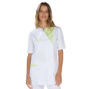Agathe - Tunique - Manches courtes - Femme - 75 cm My Blouse Sergé-Blanc-Anis-T6-XXXL
