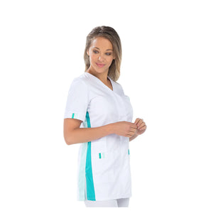 Amélie - Tunique - Manches courtes - Femme - 75 cm My Blouse Sergé-Blanc-Nil-T7-XXXXL