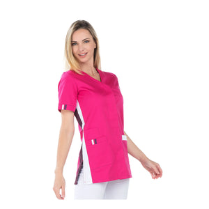 Amélie - Tunique - Manches courtes - Femme - 75 cm My Blouse Sergé-Rhodamine-Iris-T7-XXXXL