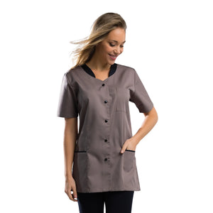 Amandine - Tunique - Manches Courtes - Femme - 75 cm My Blouse Sergé-Taupe-Noir-T6-XXXL