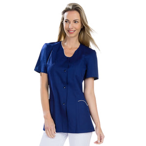 Anaïs - Tunique - Manches Courtes - Femme - 75cm My Blouse Sergé-Marine-Blanc-T6-XXXL