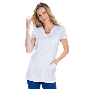 Anaïs - Tunique - Sans Manches - Femme - 75cm My Blouse Sergé-Blanc-Marine-T6-XXXL