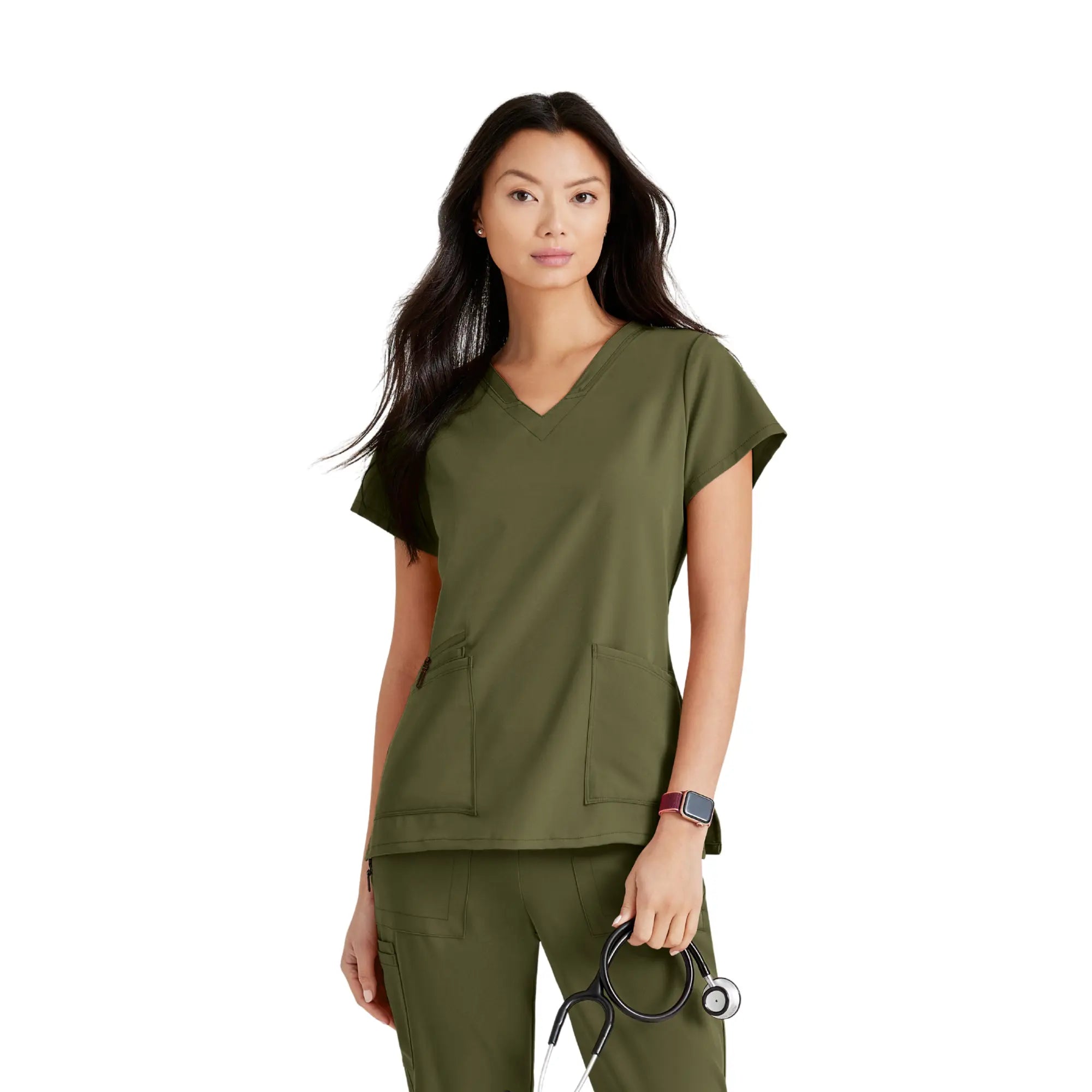 Aria - Tunique col V - Femme - Barco Unify BARCO Vert Olive / XL