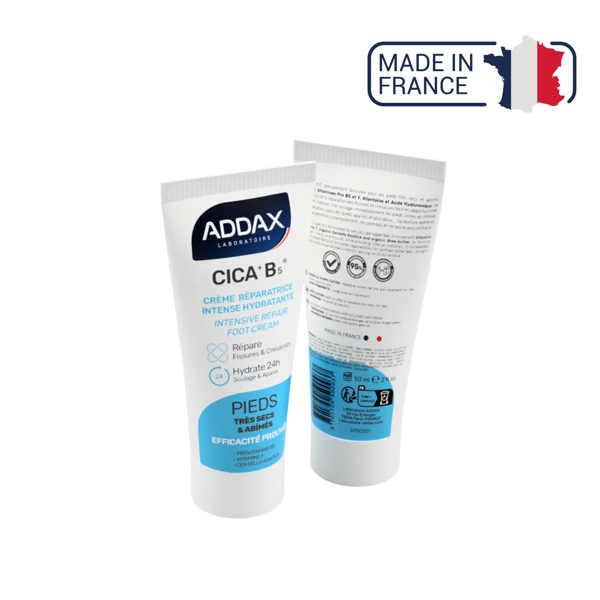 CICA + B5® - Crème pieds réparatrice intense hydratante - 50 ml - Laboratoire Addax Laboratoire Addax