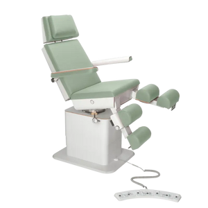 Fauteuil de pédicurie - MOON - Relevage électrique - Filaire - Ruck My Podologie Sauge-3-moteurs-2-Blanc