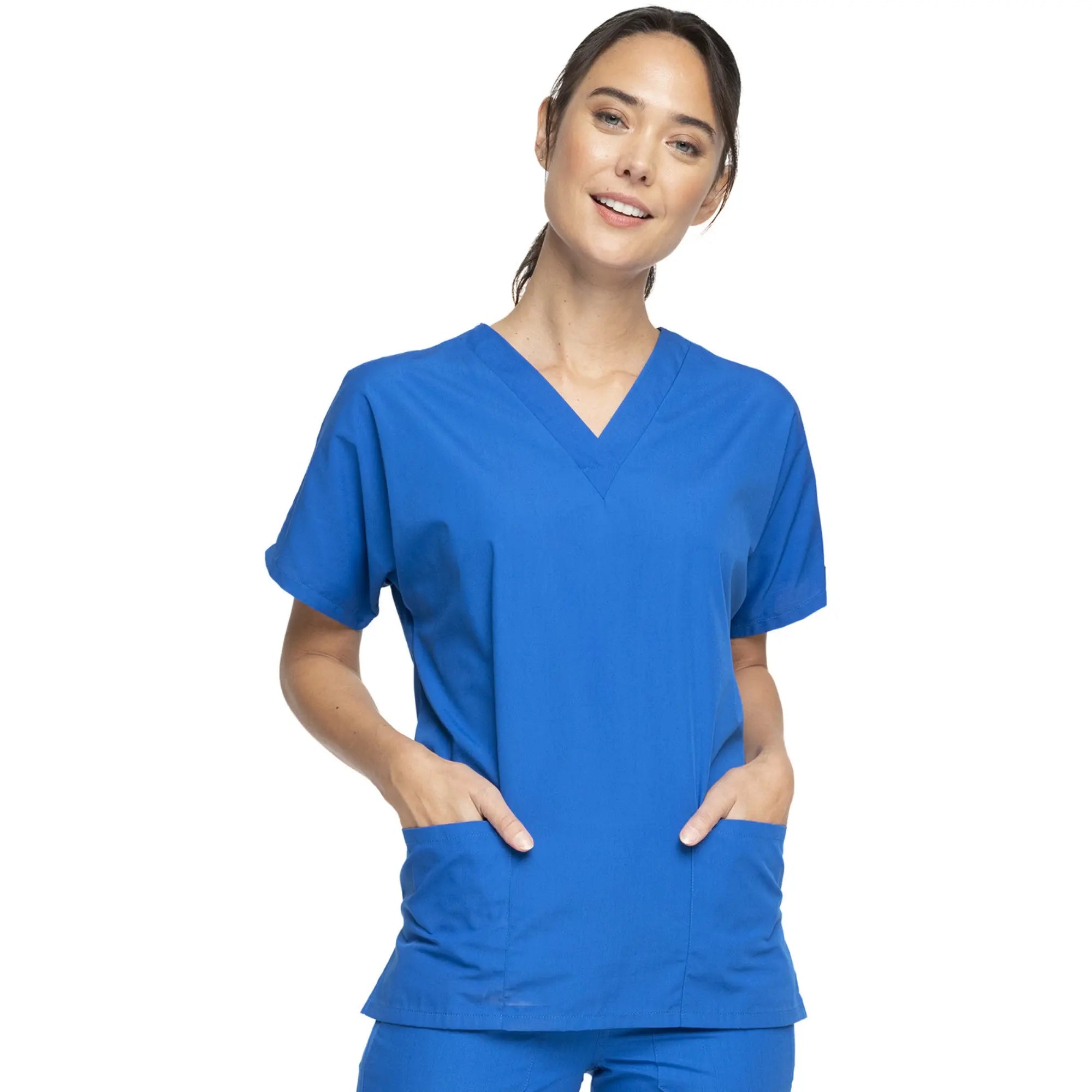 Guéthary - Tunique médicale - Col V - Manches courtes - Femme - Cherokee - Couleur 1 Cherokee Authentic Workwear  Bleu-Roi-XXXL