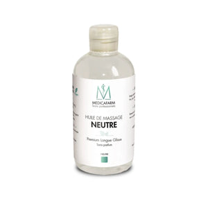 Huile de massage neutre Premium longue glisse - Flacon stop-goutte 250 ml - Medicafarm Medicafarm