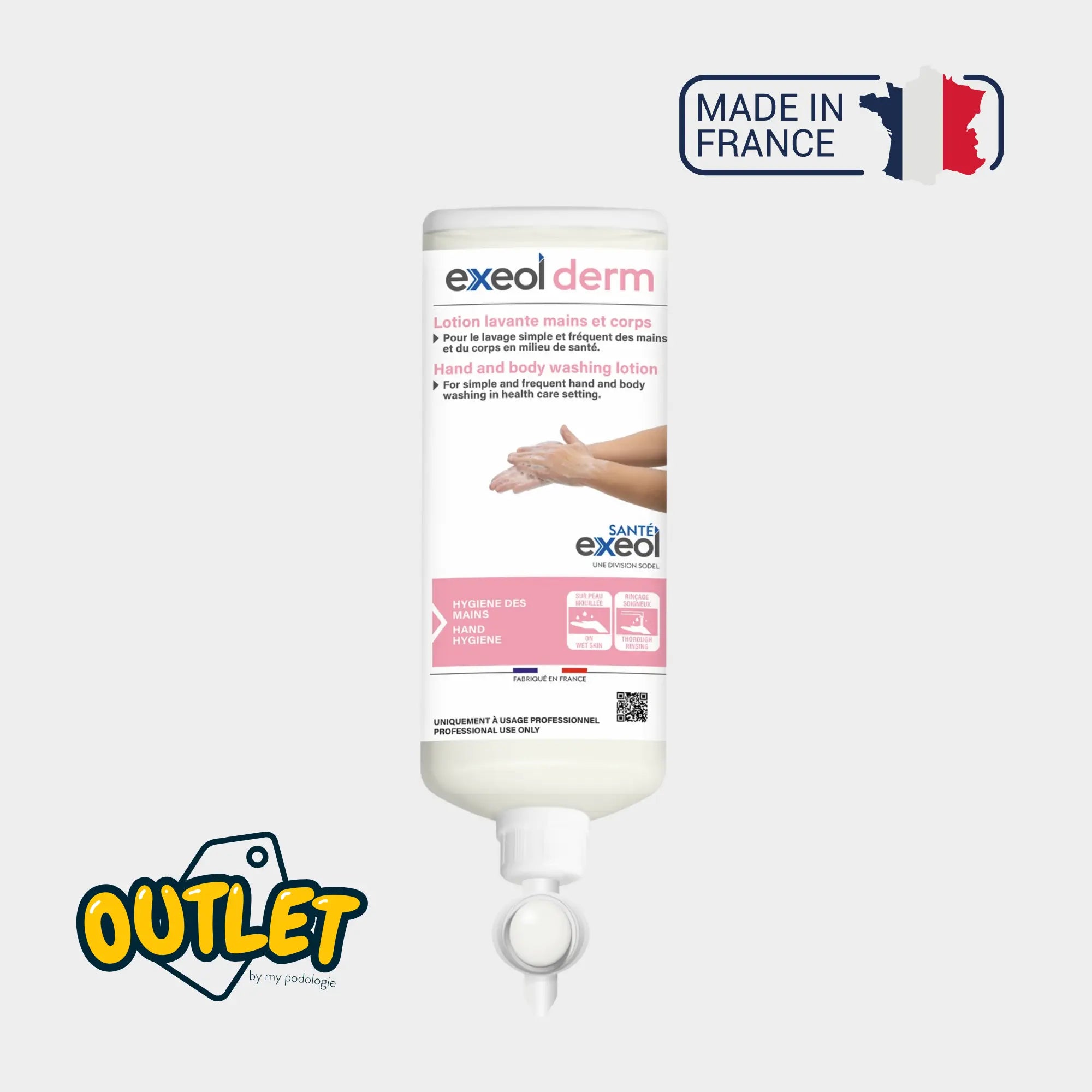 Lotion lavante mains et corps - Exeol derm - Sodel // Date courte Exeol 1-flacon-Airless-de-1L
