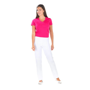 Manu - Pantalon Coton Blanc B19 - Mixte - Ceinture élastique - Sans poche My Blouse