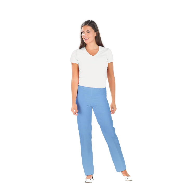 Manu - Pantalon PC Bleu Azur - Mixte - Ceinture élastique - Sans poche My Blouse