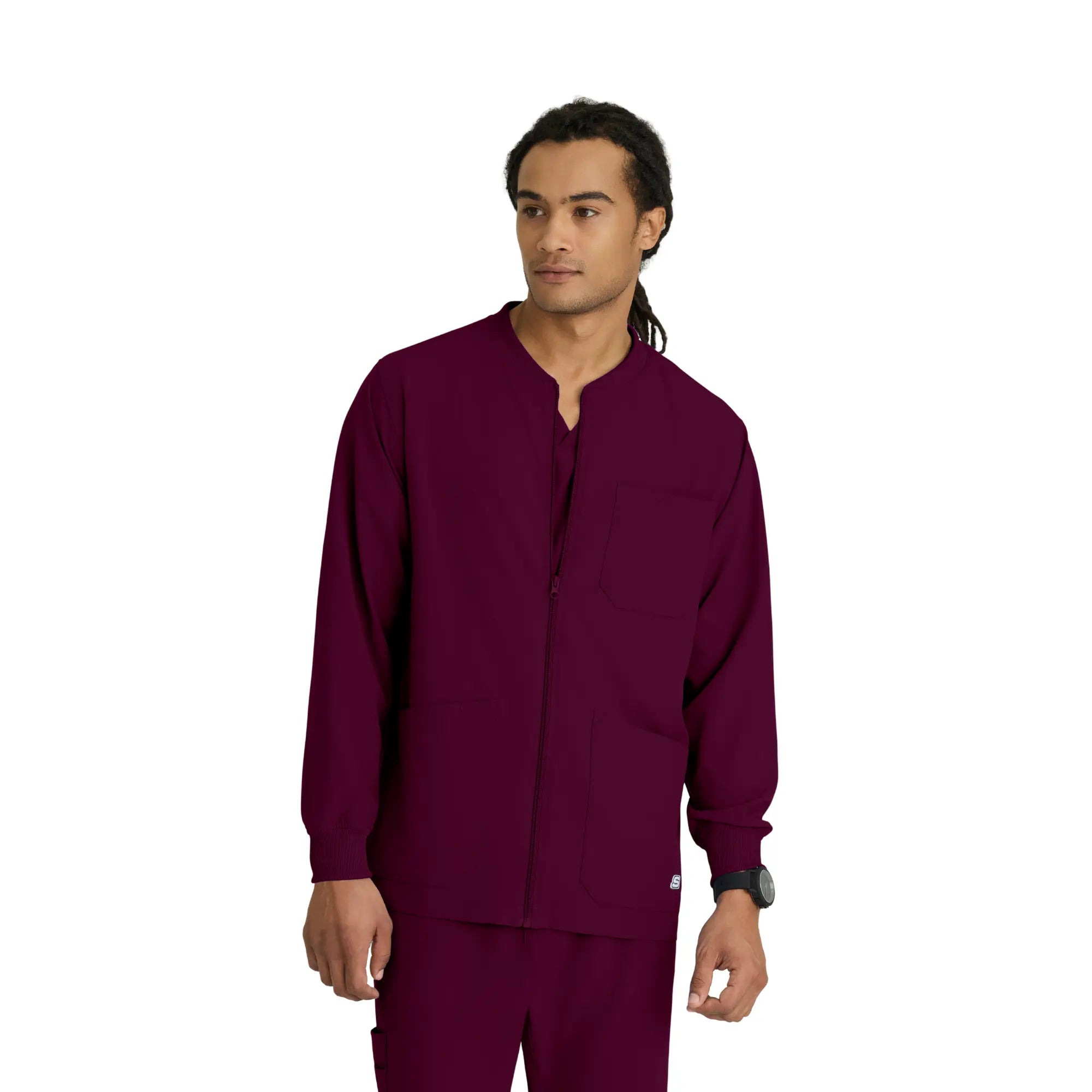 Oly - Veste médicale col rond - Homme - Skechers SKECHERS Bordeaux / XL