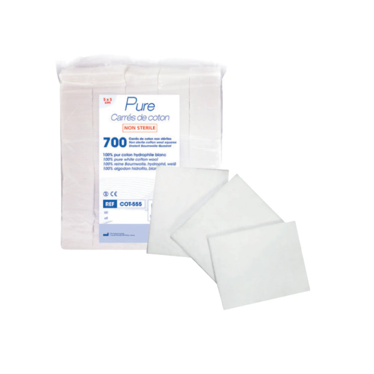 Sachet de 700 Carrés de coton - 5 x 5 cm