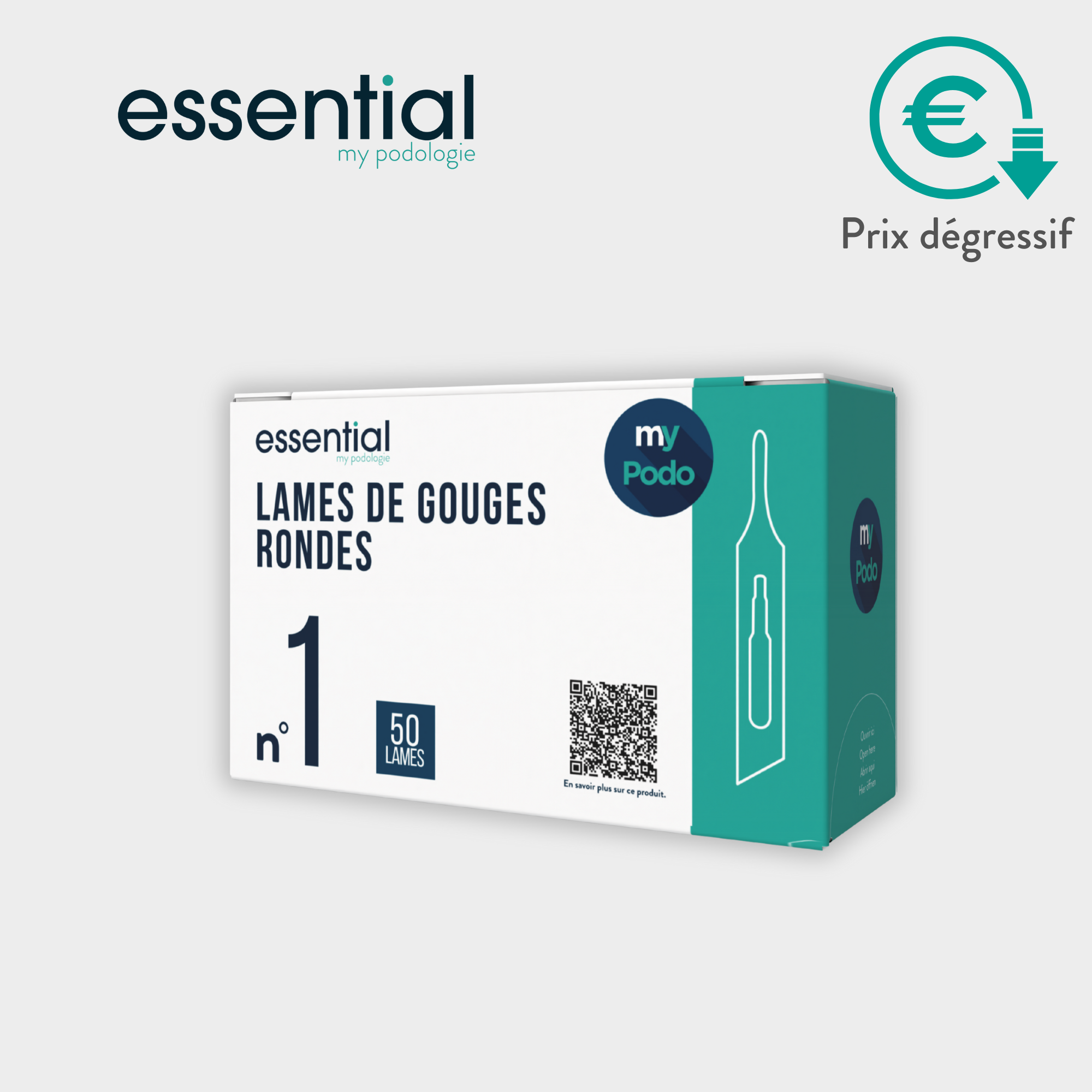 50 Lames de gouges stériles - Rondes - Essential by My Podologie