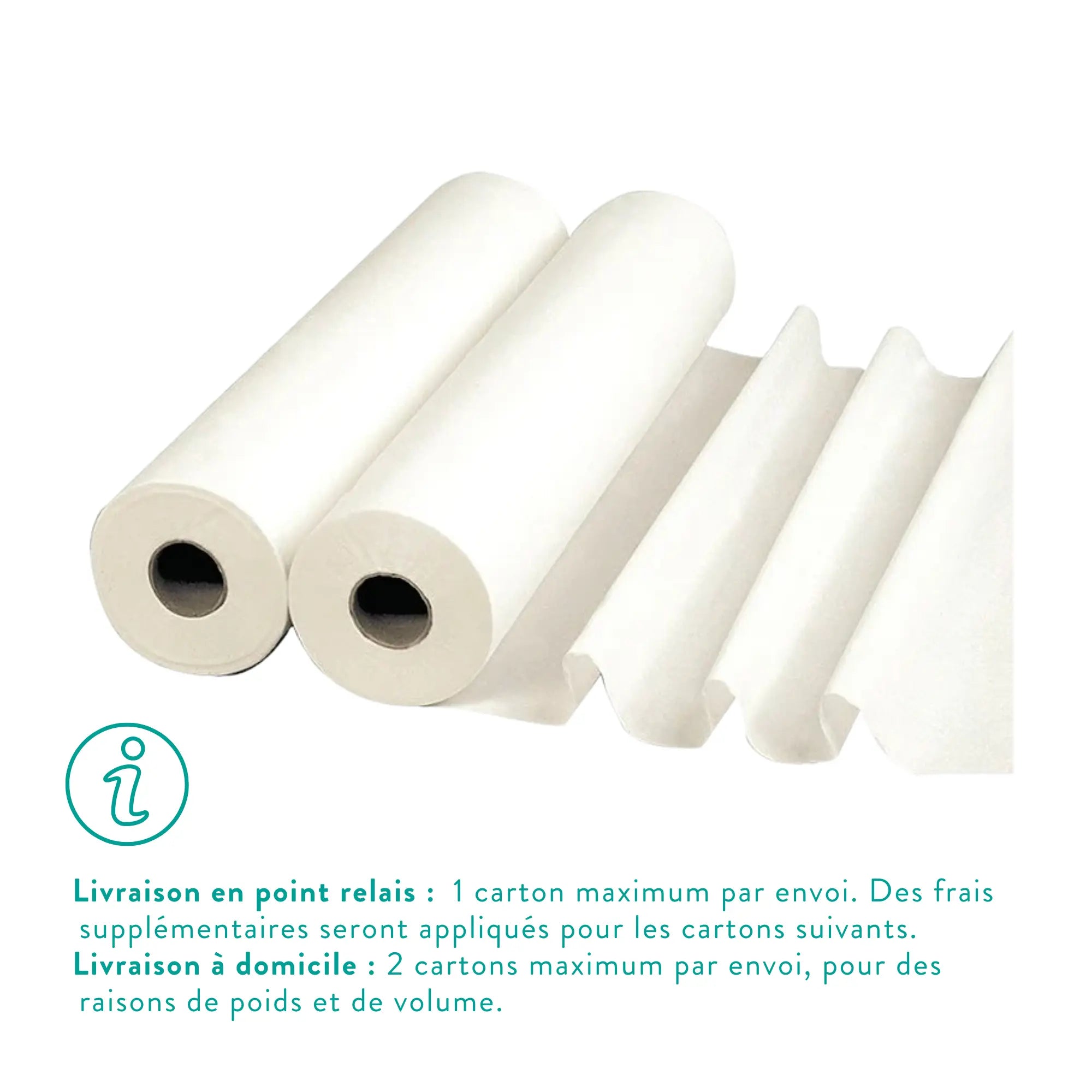 6 rouleaux Draps d'examen Larges blancs - 135 formats - 2 Plis lisses My Medical 