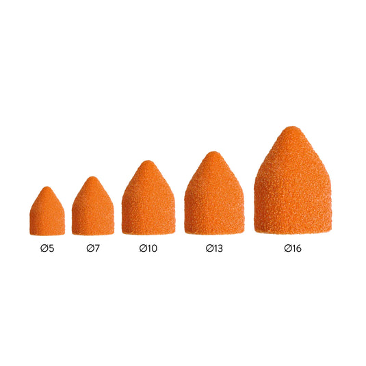 Orange Tip Caps SK-PODO X10 - Ø 5mm / 16mm - Fine, Medium or Coarse Grain - Lukas Podological Lukas Podological  Fine-16-mm