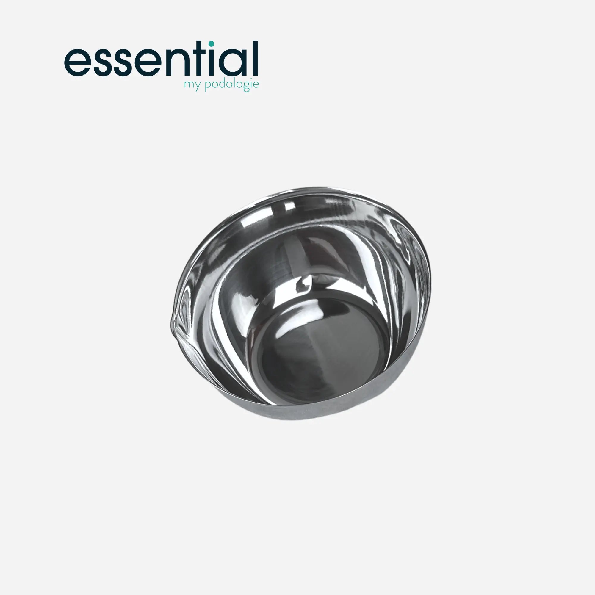 Cupule avec bec et fond plat - Inox - 6 dimensions - Essential by My Podologie Essential  180-ml-D-85mm-H-50mm