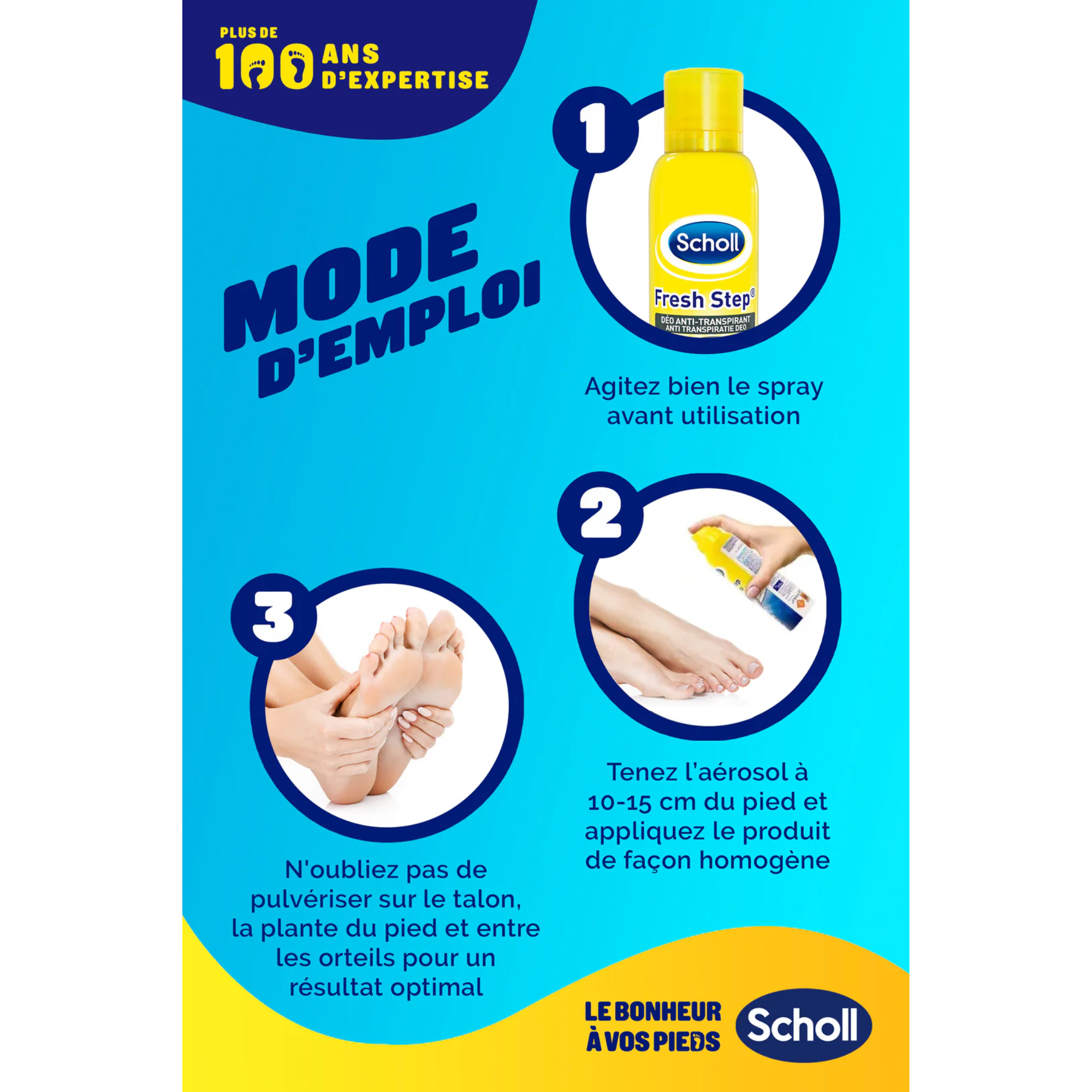 Déodorant Spray Anti-Transpirant Pieds 24h - 150 ml - Scholl Scholl 