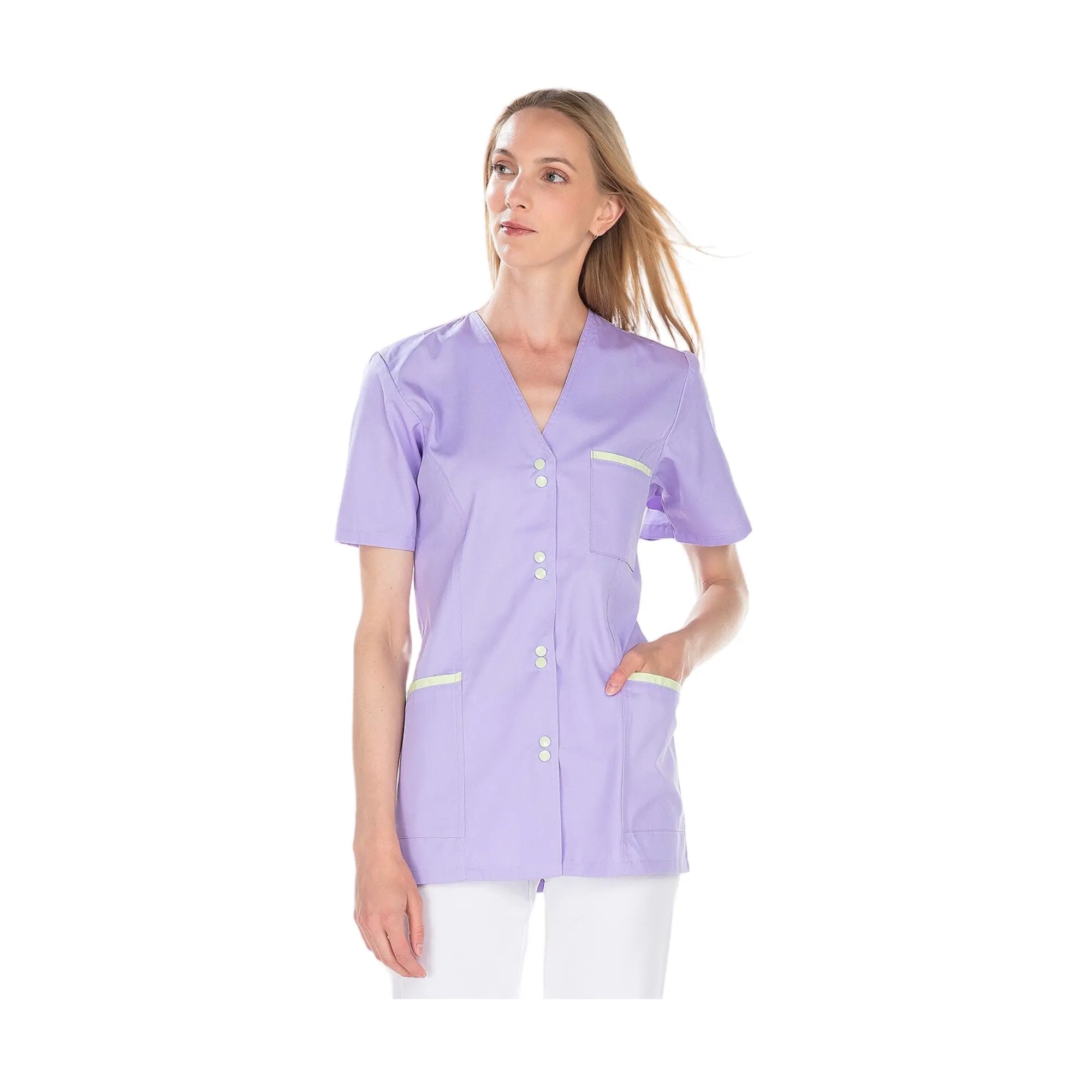 Ella - Tunique - Manches courtes - Femme - 75 cm My Blouse  Sergé-Parme-Anis-T6-XXXL