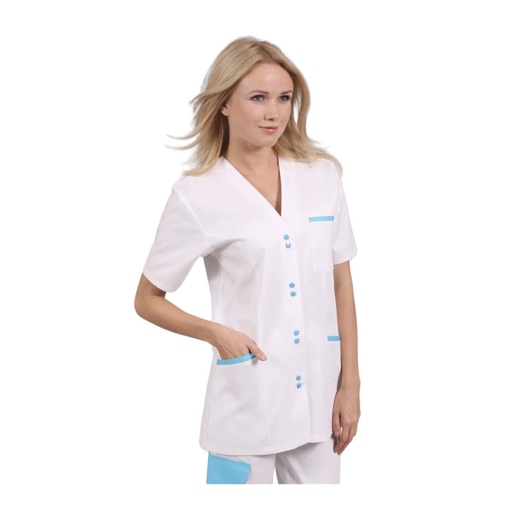Ella - Tunique - Manches courtes - Femme - 75 cm My Blouse  Sergé-Blanc-Atoll-T6-XXXL