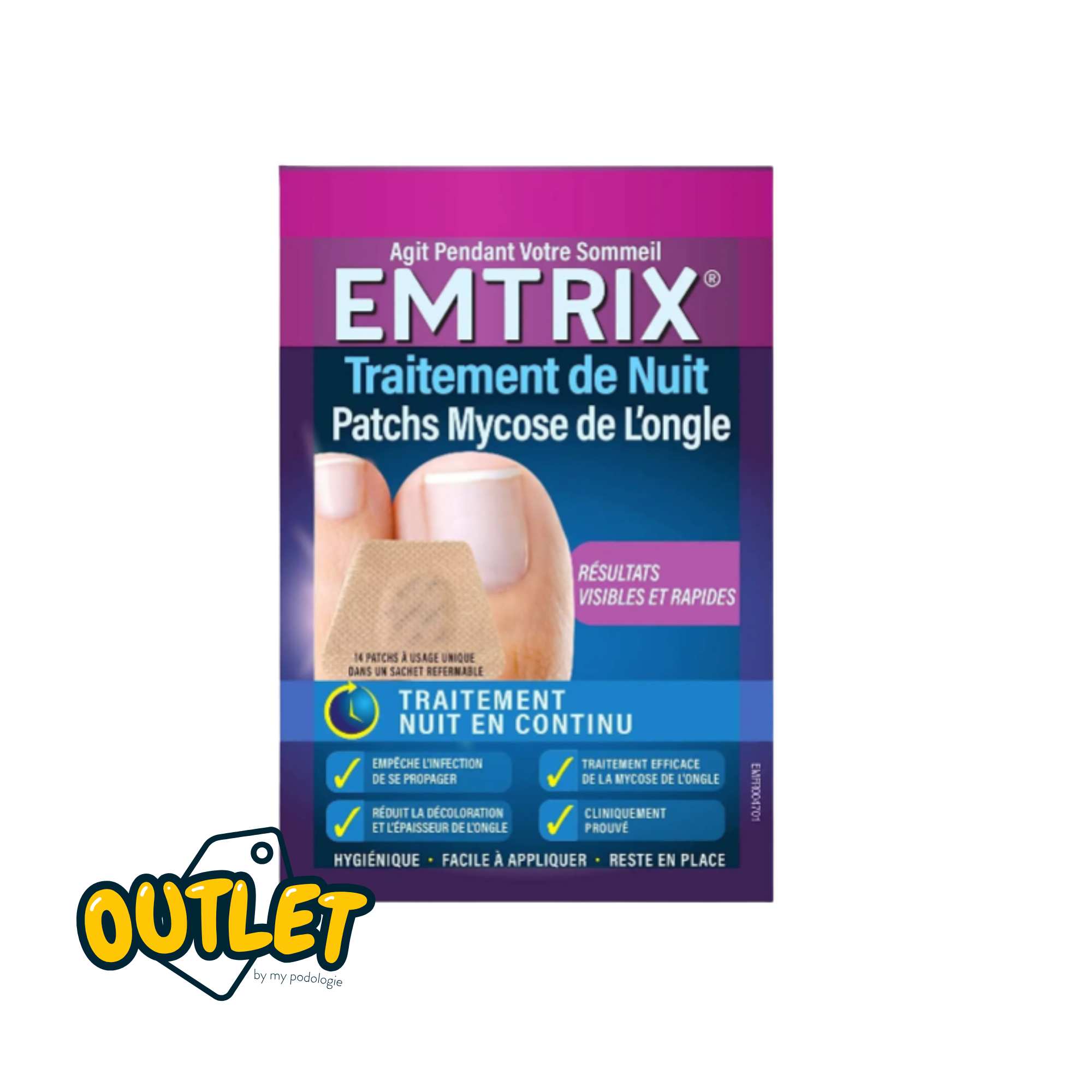 Emtrix - Traitement Mycose de l'ongle - 14 Patchs de Nuit // Date courte Urgo 