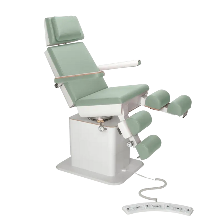 Fauteuil de pédicurie - MOON - Relevage électrique - Filaire - Ruck My Podologie  Sauge-3-moteurs-Blanc