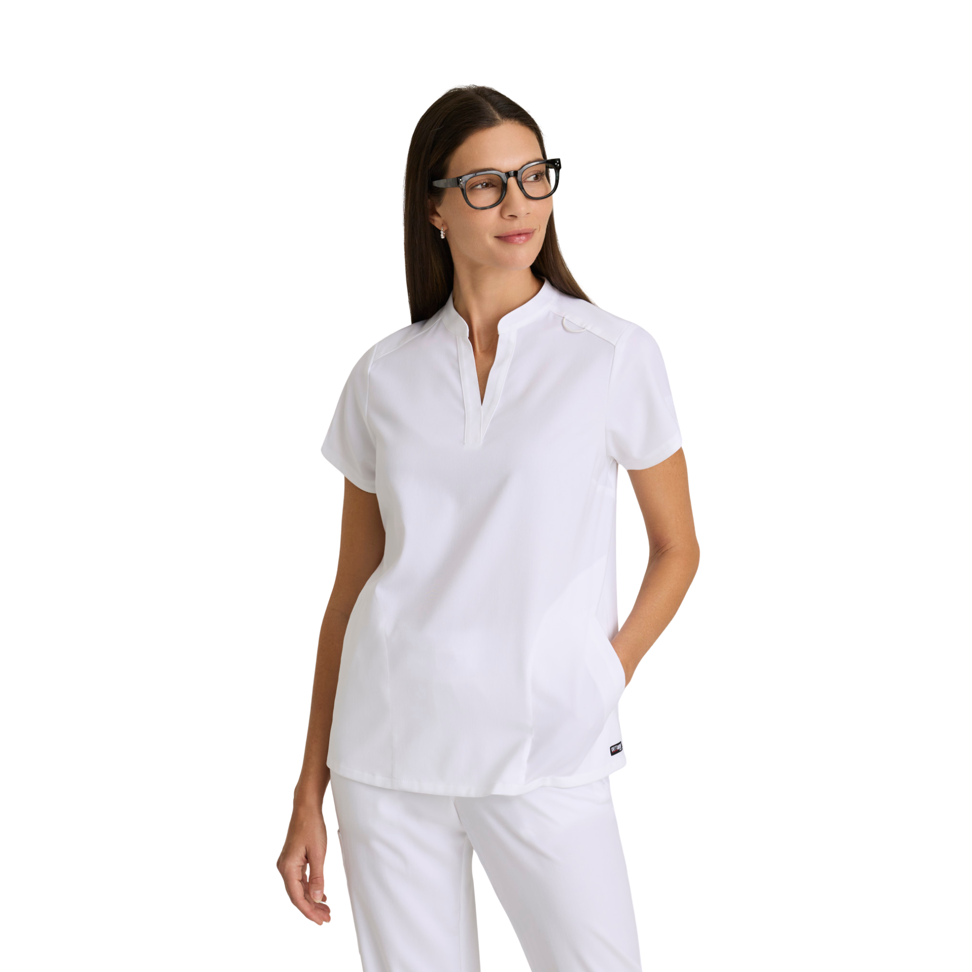 Flora - Tunique col à bande - Femme - Grey’s Anatomy Stretch GREYS ANATOMY STRETCH  Blanc / XL