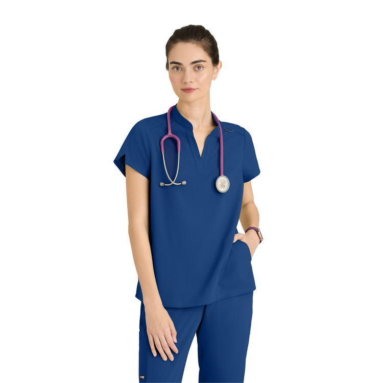 Flora - Tunique col à bande - Femme - Grey’s Anatomy Stretch GREYS ANATOMY STRETCH  Bleu Marine / XL