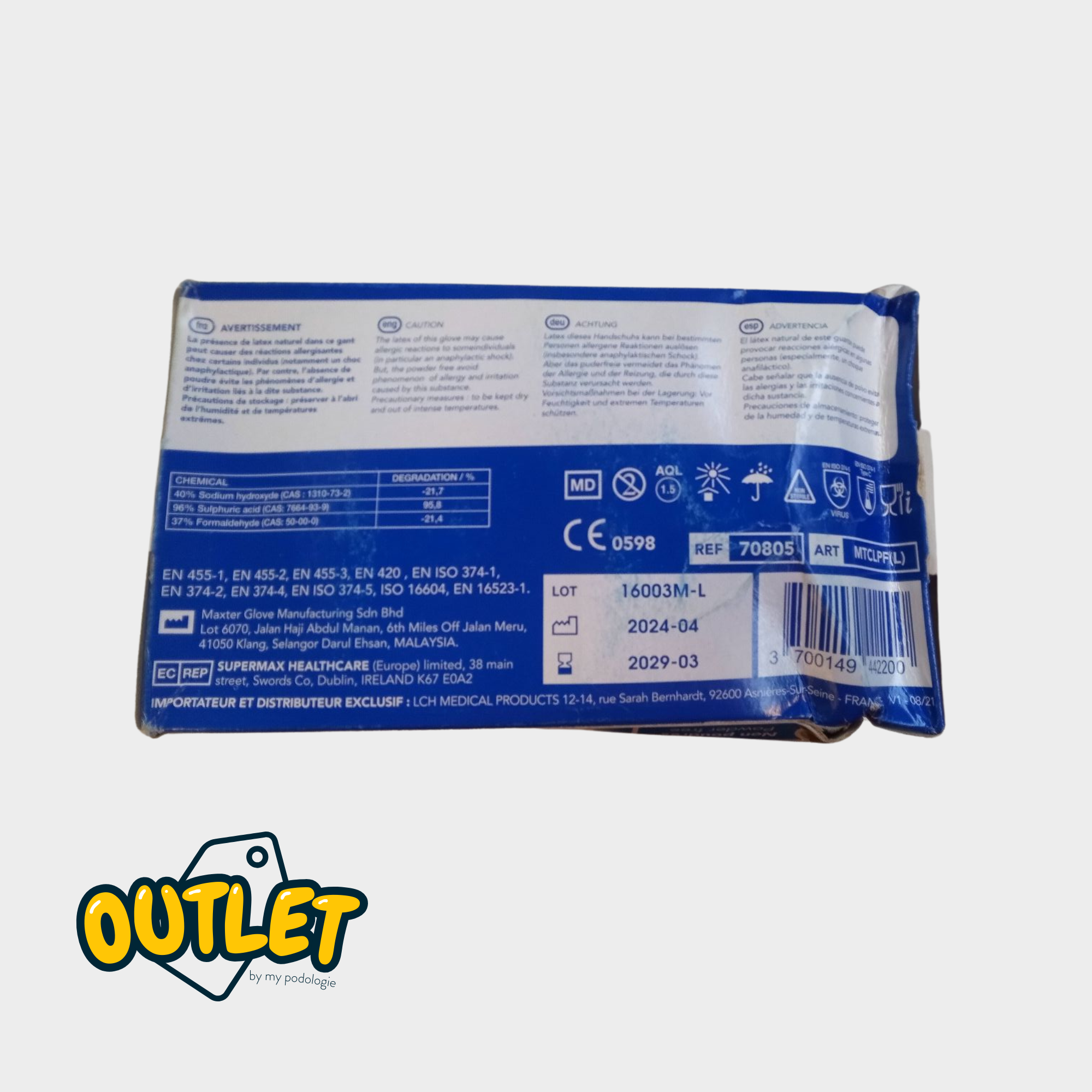 Gants d'examen - Latex - Sans poudre - Ambidextres - Boite de 100 - My Podologie // Destockage MP 