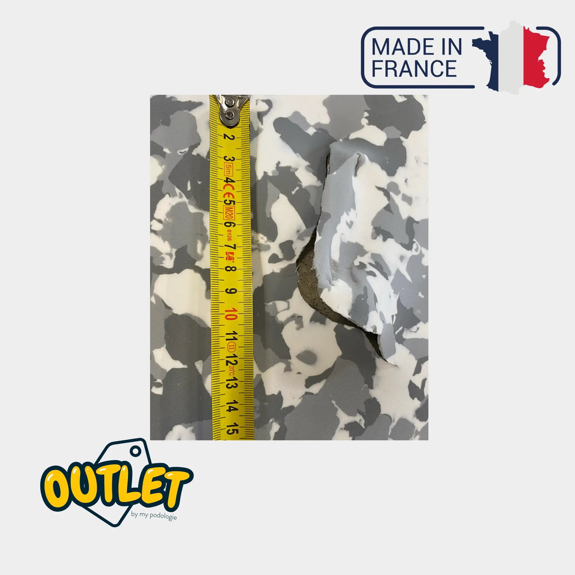 Recouvrement PE EVA - Shore 30 - 2mm - 1035 x 1030 mm - Army Gris // Défaut My Podologie 